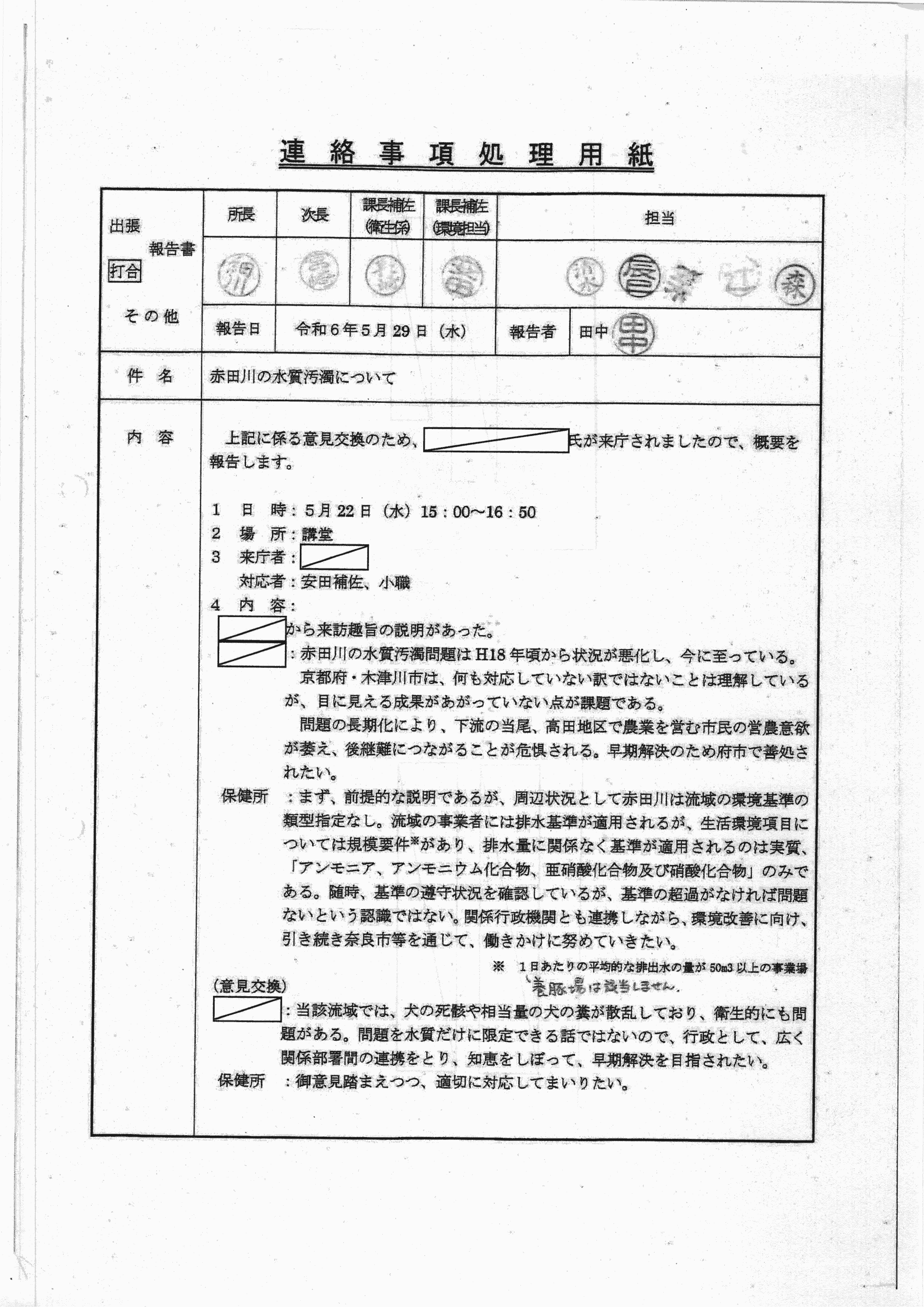 令和6(2024)年5月29日 赤田川の水質汚濁について-01